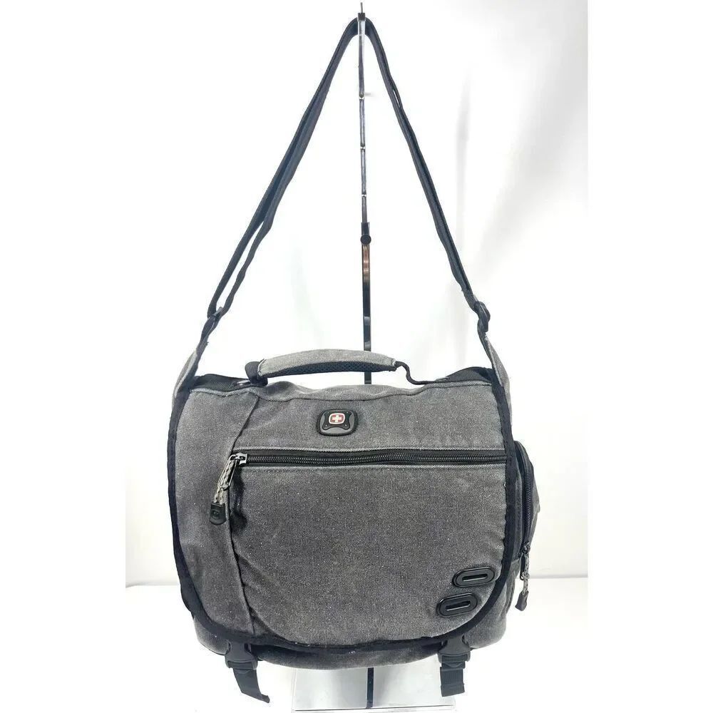 SwissGear Zinc Canvas Gray 14” Laptop Messenger Bag Shoulder Bag Top Handle